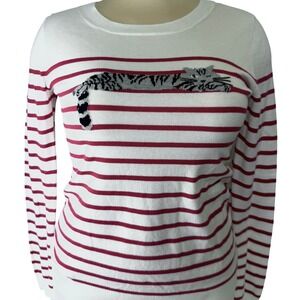 J. Crew Mercantile Sleepy Cat Teddie Sweater XS Cotton Striped Preppy